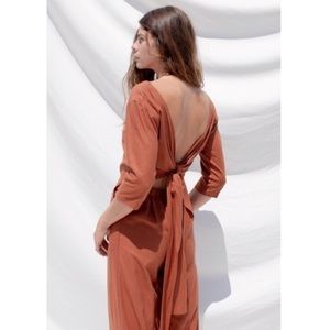 Ozma Atelier Jumpsuit Rust Orange Raw Silk